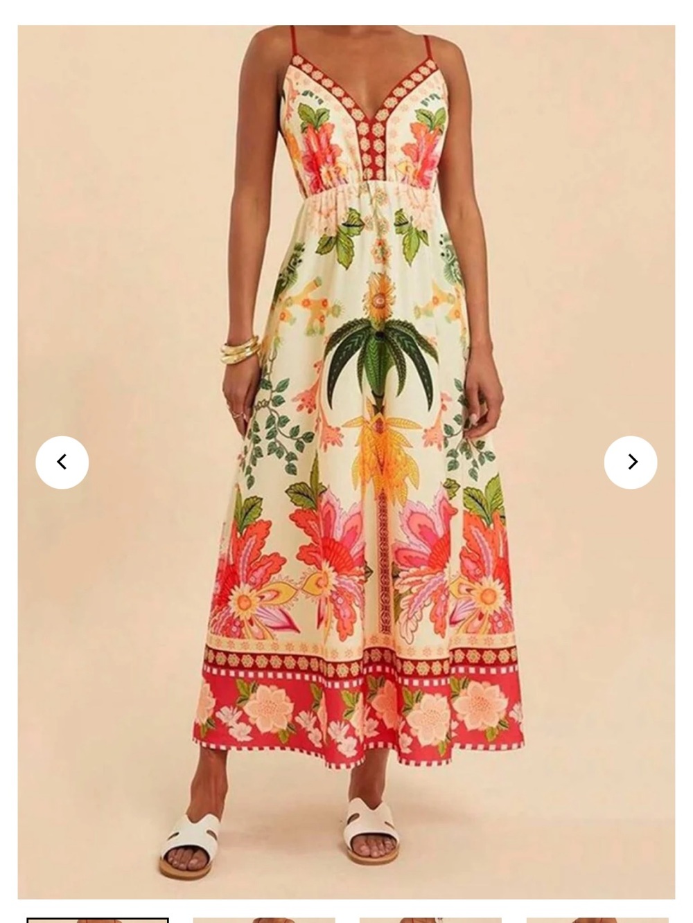 NWOT Hausen Tropical Floral Sleeveless Maxi Dress - White with Pink & Green
